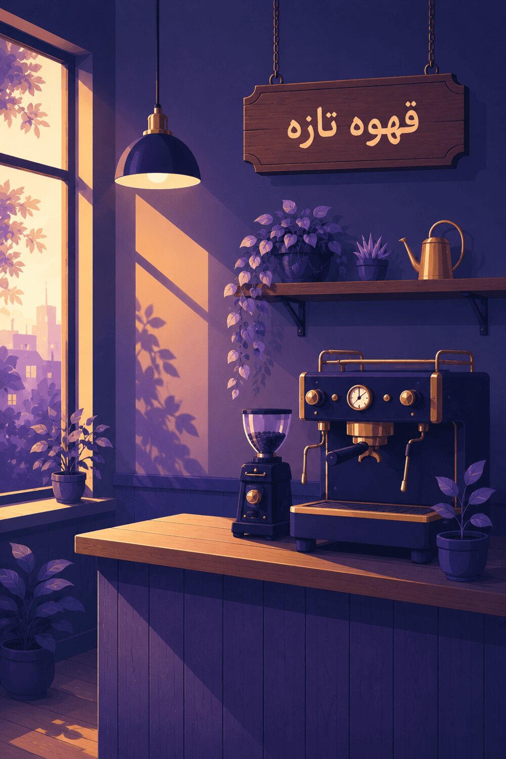 تابلوی چوبی با نوشتهی قهوه تازه داخل تصویر