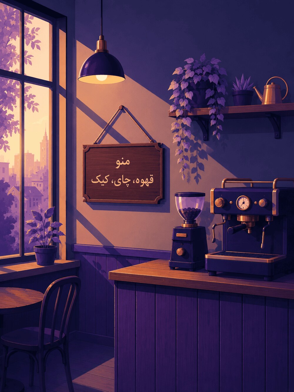 تابلوی منو با دو خط متن فارسی و ویرگول درست